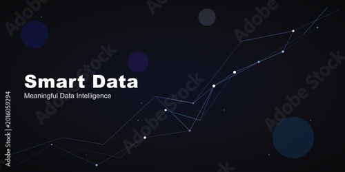фотографія Smart Data intelligence concept, abstract digital network visualization on dark