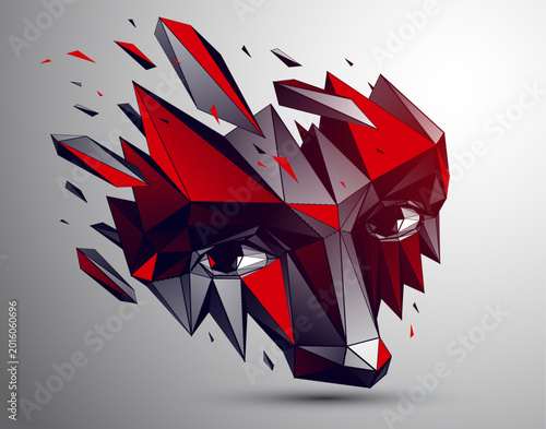 Photos Low poly portrait exploring fear, vulnerability and loss of identity, a human emotional state dissolving inside a digital, fragmented reality of modern world with developing AI technologies