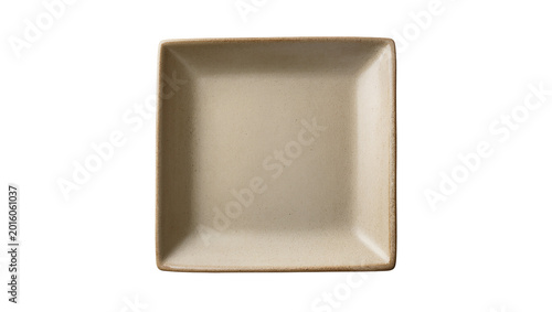 Obraz na plátne Square ceramic plate with speckled texture, isolated on transparent background