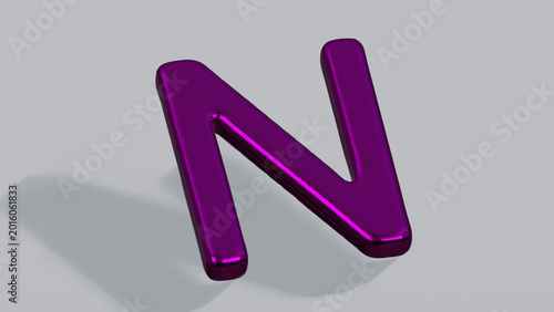 Bild auf Leinwand 3d image of the letter N in metallic purple