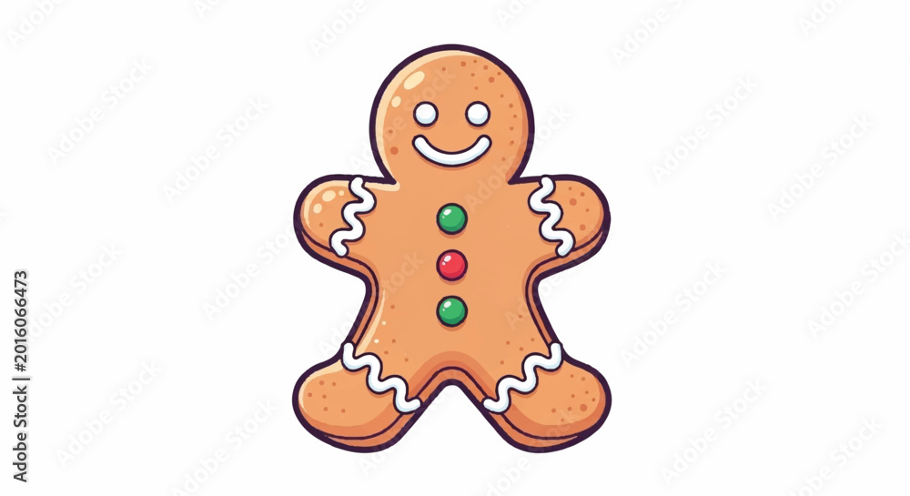 Obraz premium Cute Gingerbread Man Cookie Illustration.