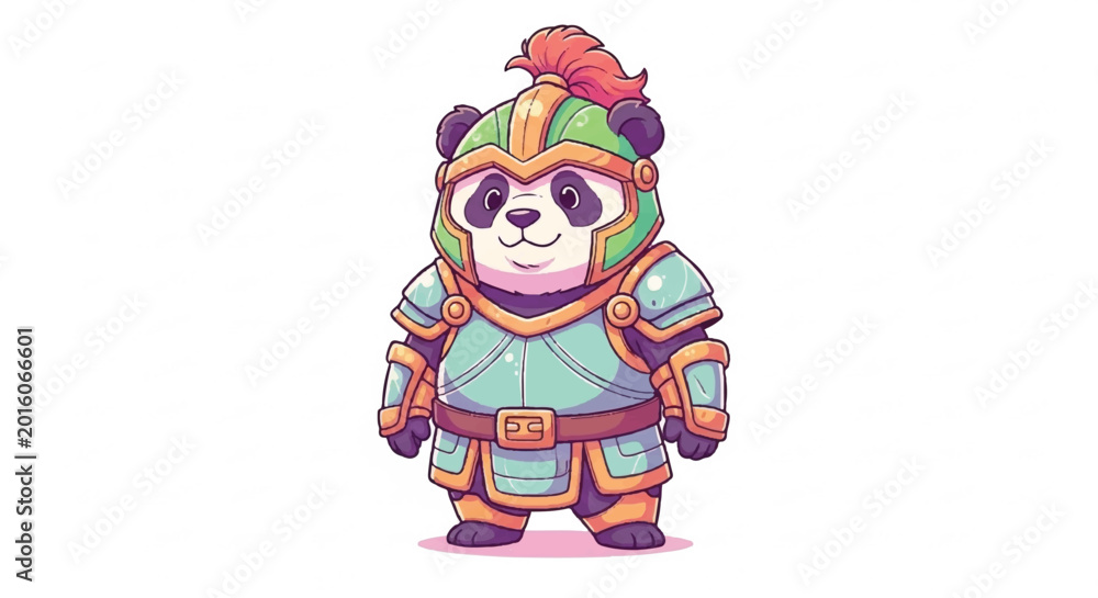 Fototapeta premium Cute Panda Warrior in Armor.