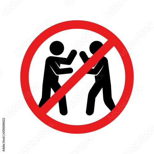 no fighting bullying prohibition vector icon