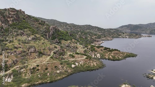 Epic Aerial Landscape of Ancient Rocks and Crystal Blue Waters