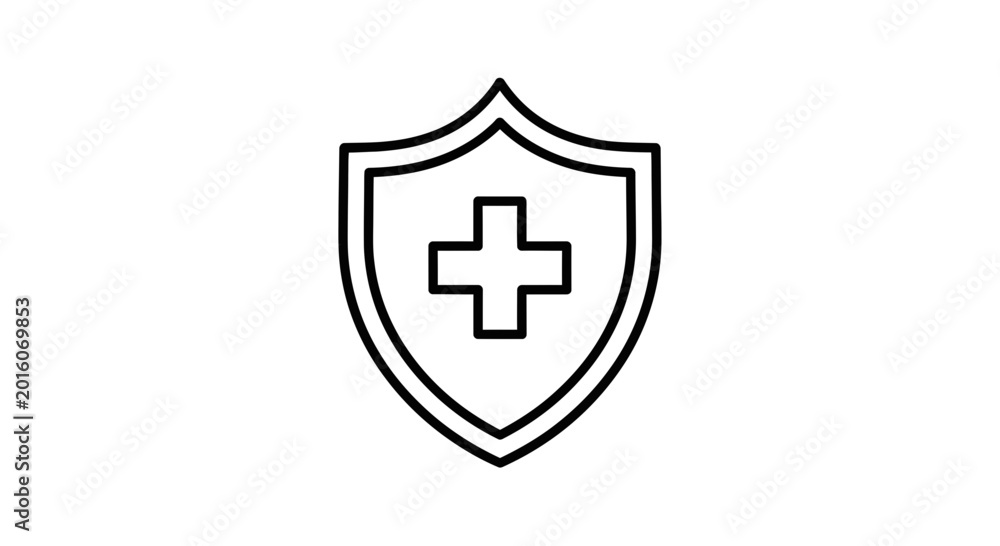 Obraz premium Medical Shield Icon: Health Protection, Safety, and Healthcare Symbol