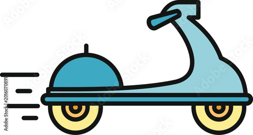 Fotografía Scooter quickly delivering food cloche service, representing fast delivery and t