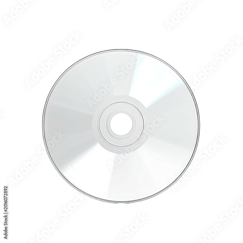Isolated shiny silver optical disc, perfect circle, center hole, black background
