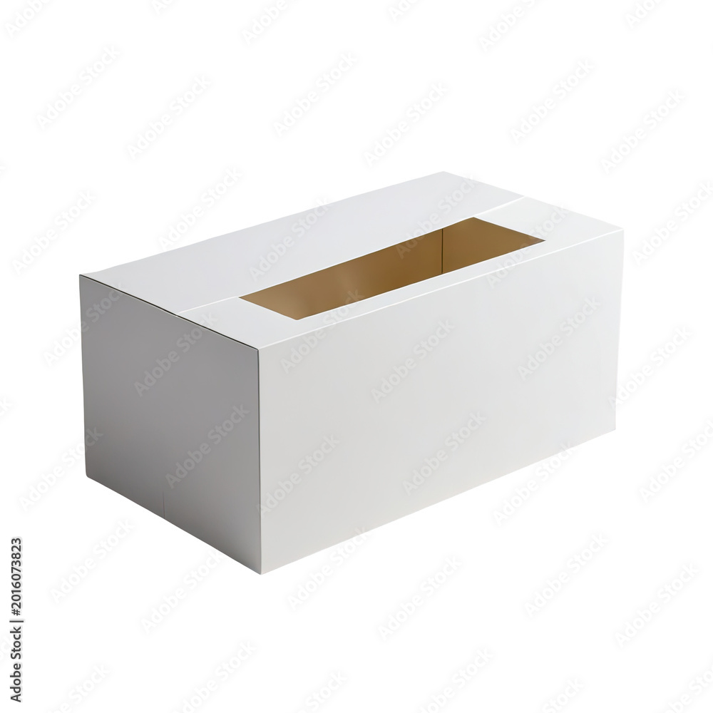 Naklejka premium White rectangular box with a dispensing slot, against a black background