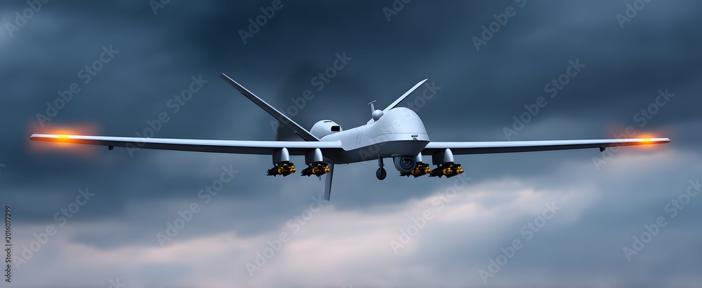 Naklejka premium Advanced drone strikes change how global battles and warfare unfold everywhere.