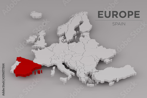 Spain Map Highlighting Location on Europe Continent