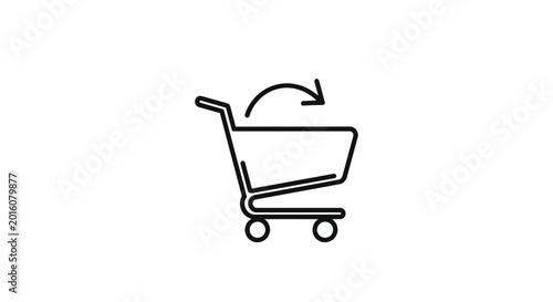 Shopping Cart Icon with Refresh Arrow - E-commerce, Online Shopping, Return Policy Concept