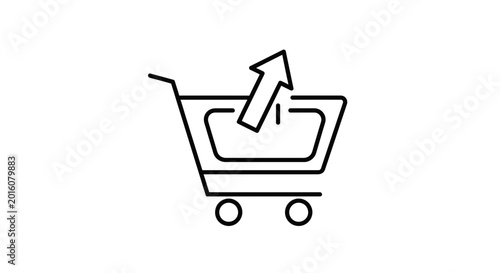Shopping Cart Icon with Upward Arrow - Online Shopping, E-commerce, Growth Concept