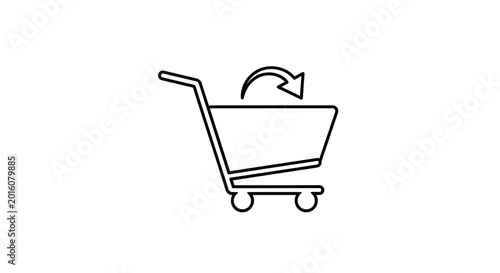 Shopping cart icon with return arrow, e-commerce concept, online shopping, delivery, return policy