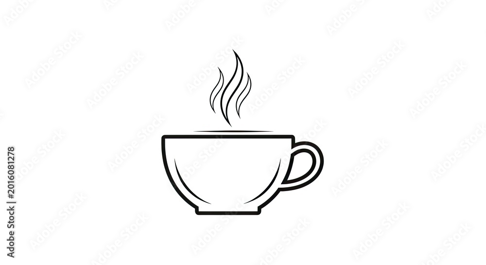 Obraz premium Hot coffee cup illustration with steam on white background