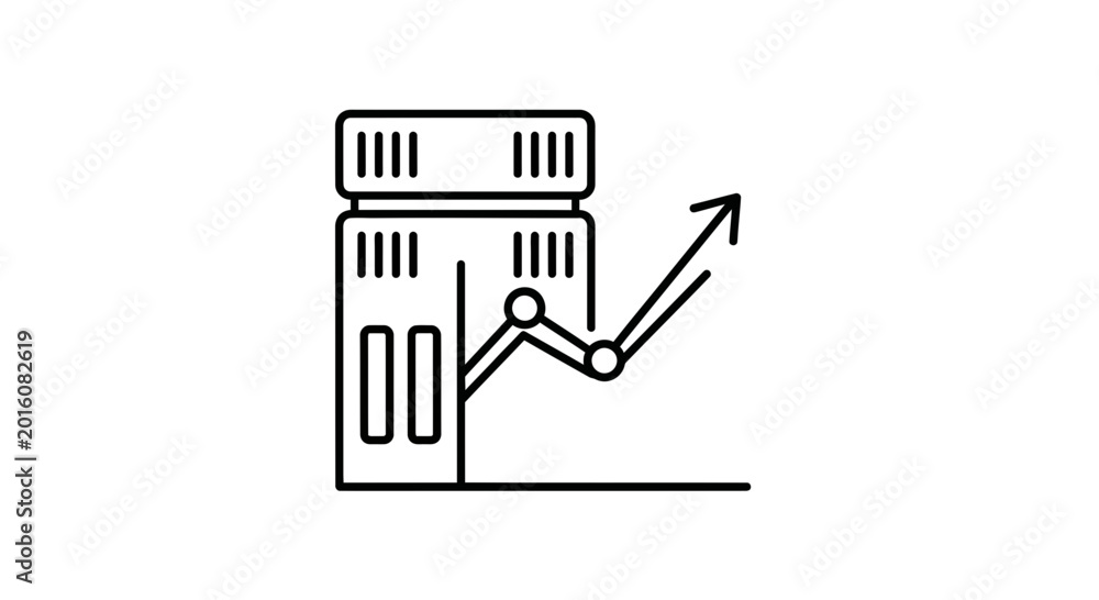 Obraz premium Financial Growth Chart Icon with Server Rack, Business Data Analysis and Technology Concept