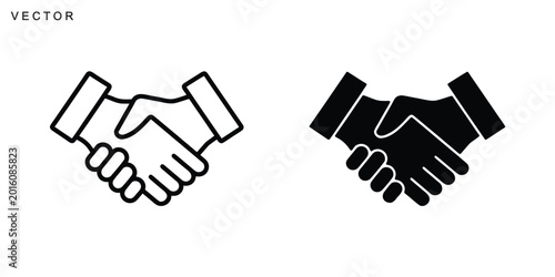 Modern handshake icon, Business agreement handshake vector silhouette,  partnership, friendship symbol, Vector illustration