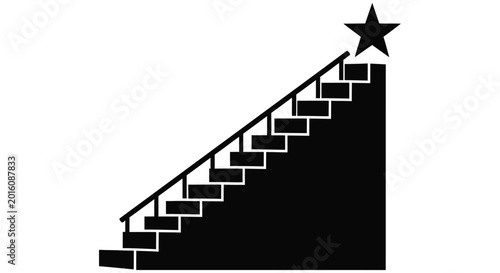 Photos A black silhouette of stairs leading to a single star