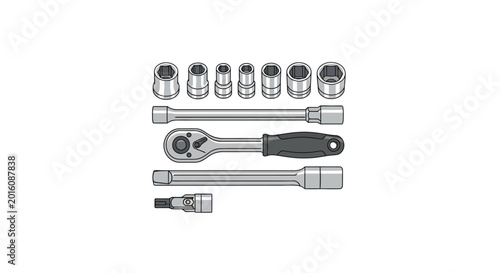 Принти на полотні Set of socket wrench tools.