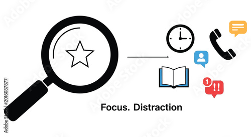 Foto A magnifying glass focuses on a star amidst digital distractions