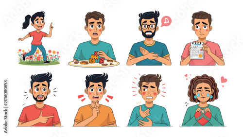 Photos Expressions of Human Emotions: Capturing a range of human emotions through illustrations, each portrays distinct feelings and states of mind