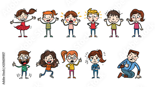 Canvas-taulu Emotions Unleashed: A vivid illustration depicts a diverse group of individuals, each expressing a unique emotion