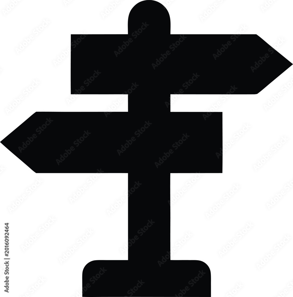 Fototapeta premium bilingual street sign silhouette vector illustration on transparent background