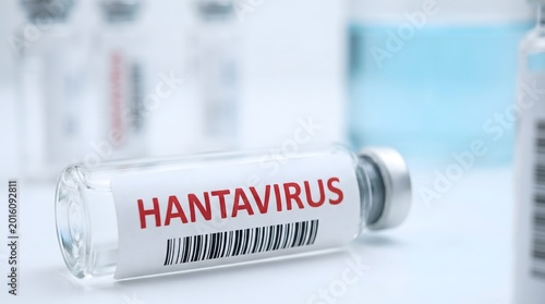 Hantavirus vaccine glass vial, Medical treatment for hantavirus infection, Laboratory sample of hantavirus