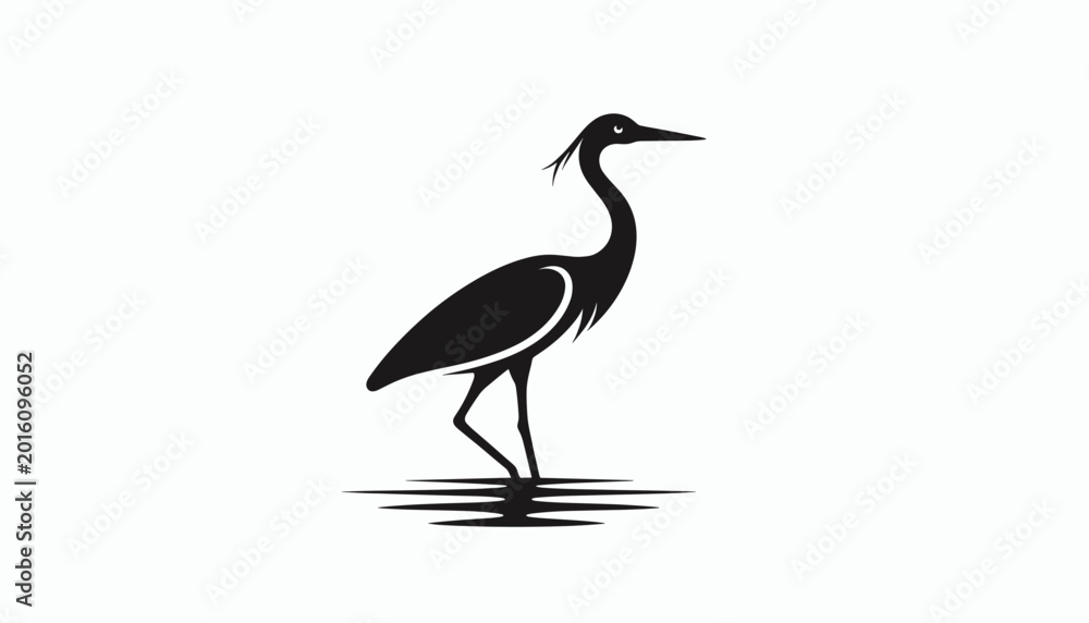 Naklejka premium Silhouette of a heron standing in water.