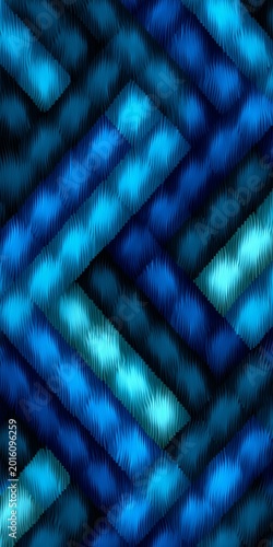 Abstract Blue Light Pattern Background with Diagonal Lines and Bokeh Effect.