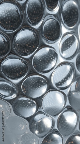 Abstract close-up of a textured surface with numerous reflective circular elements creating a mesmerizing pattern.