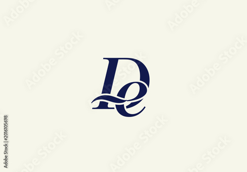 Bild auf Leinwand Intertwined D and E calligraphic luxury monogram logo