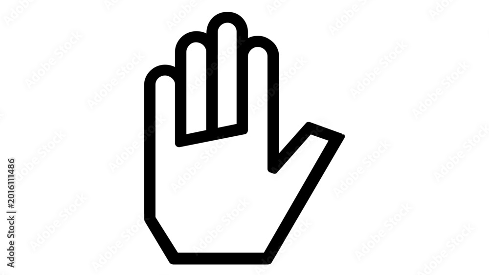 Obraz premium Clean vector icon illustration of a raised open hand pointing upwards, symbolizing participation, voting, or greeting in a minimalist line art style for modern digital communication.