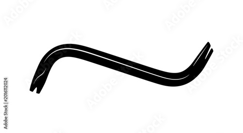 Tableau sur toile A black silhouette of a crowbar tool on a white background.