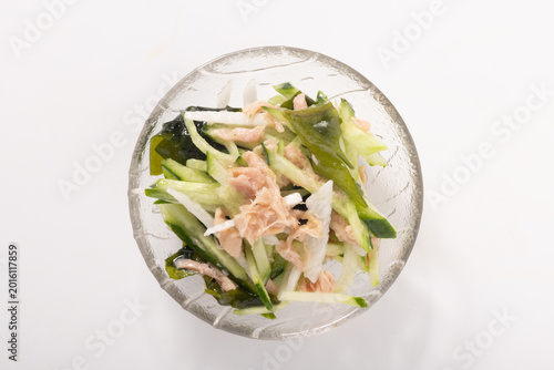 長芋　きゅうり　ワカメ　ツナ和え
