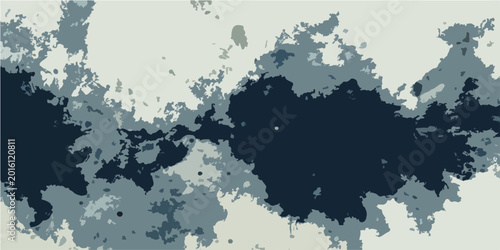 Cuadro en lienzo Vector Abstract Ink Splatter Design in muted palette of indigo and grey shades with blotch formations