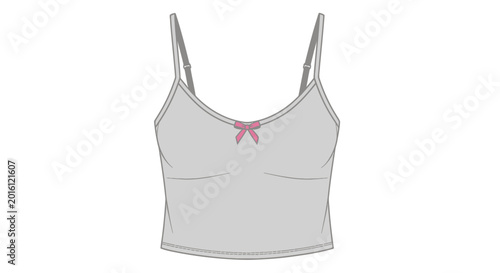 Schilderij op canvas Gray camisole with pink bow, fashion illustration