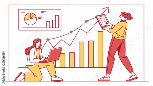 Digital Business Operations Analyzing Growth Charts and Financial Performance with Modern Technology