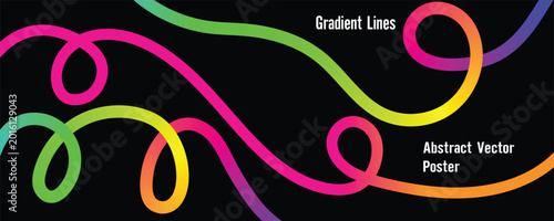 Abstract Gradient Color Shapes Pattern. Background with Wave Rainbow Ribbons. Vector Color Lines with Gradient. Geometric Shapes Graphic Design Element