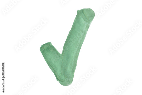 A stroke of green acrylic paint in the shape of a check mark on a PNG background.