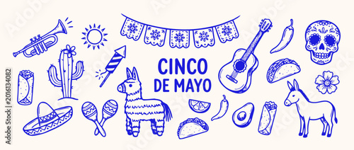 Fotografie Cinco de Mayo Fiesta: A festive illustration bursting with vibrant elements of Cinco de Mayo, inviting everyone to celebrate Mexican culture and heritage