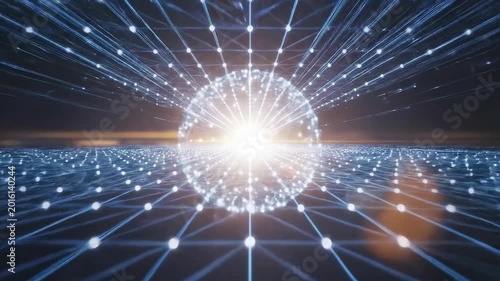 Abstract Network Connection with Glowing Nodes and Lines