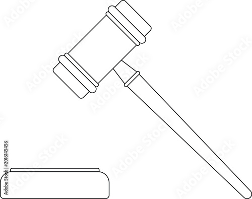Obraz na płótnie Judge Gavel Outline Icon Illustration on White Background