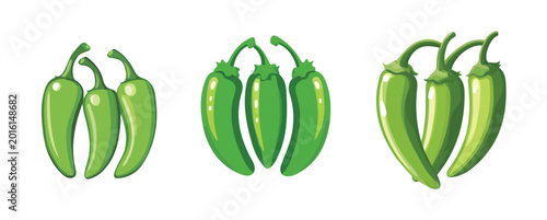 A Minimalistic 2D flat icon featuring a bunch of jalapenos, clean vector design, simple illustration style, isolated on a white background, modern element in vector and EPS format. simple design