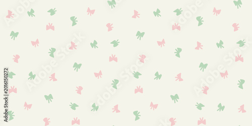 Foto Preppy Xmas Seamless Pattern with Hand Drawn Pink and Green Bows, Cute Pastel Ri