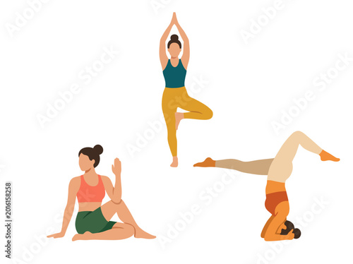 The image features three elegant yoga positions that promote inner peace and balance, perfect for individuals pursuing a holistic lifestyle and embracing inner harmony.