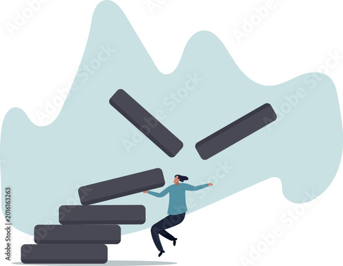 Tableau sur toile Investment risk, failure or mistake for greedy decision, business strategy to be careful and balance on instability and uncertainty