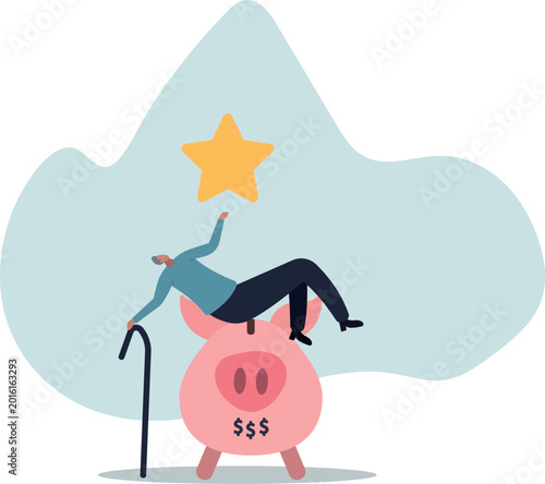 Tableau sur toile Pension plan for senior retiree, retirement savings fund, IRA, Roth or 401K, wealth management for elderly