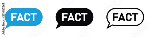 Foto Fact word in diverse modern speech bubble icon set for information and communica