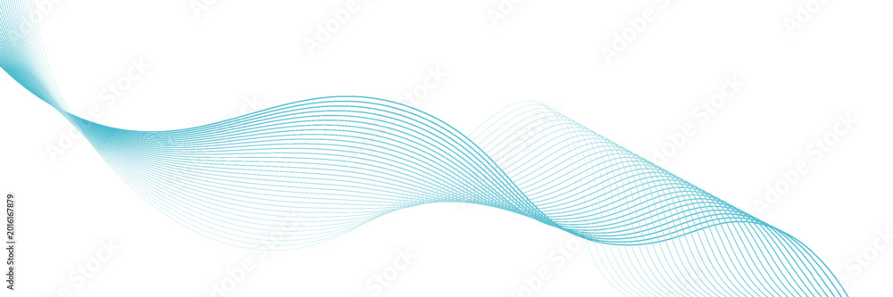 Fototapeta premium Abstract light blue wave design on white background.