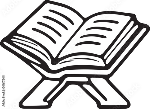 Holy Quran Book Outline Vector Icon
